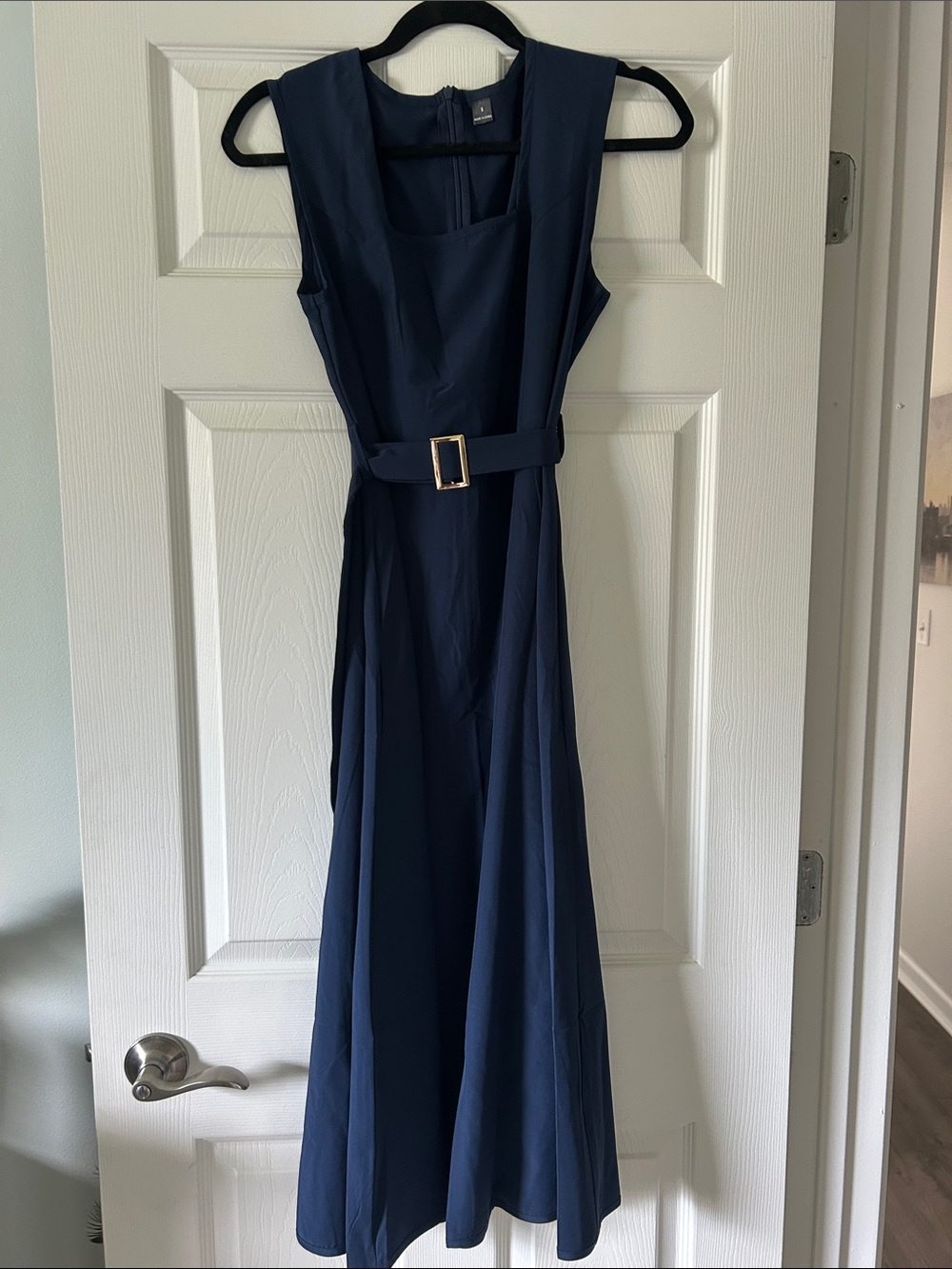 SHEIN Navy Sleeveless Maxi Dress with Belt